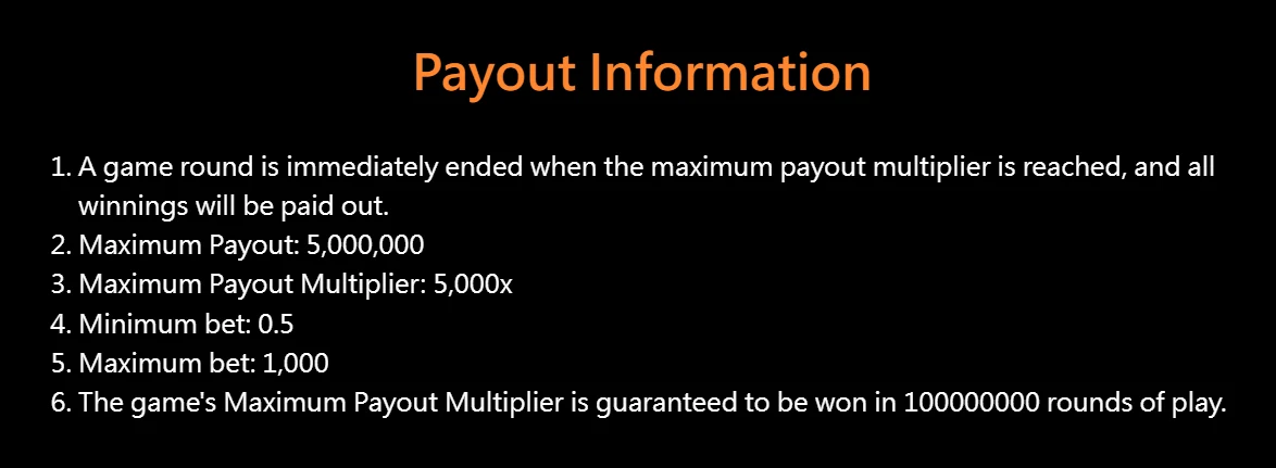 Charge Buffalo slot payout info: 5000x max multiplier and 0.5 to 1000 bet range