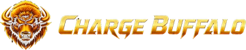 Charge Buffalo slot demo site logo with the golden buffalo head